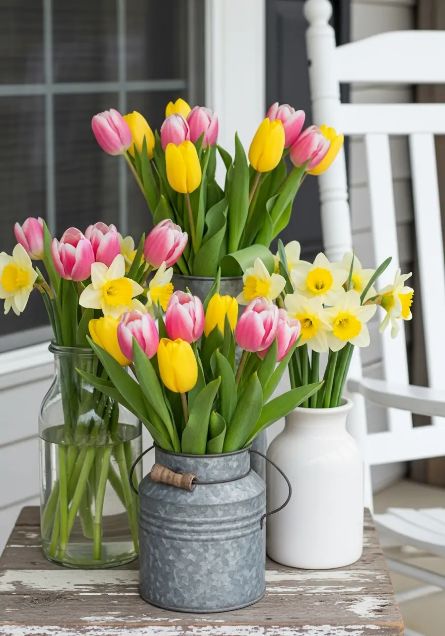 Fresh Flower Vases - 50 Spring Front Porch Decor Ideas