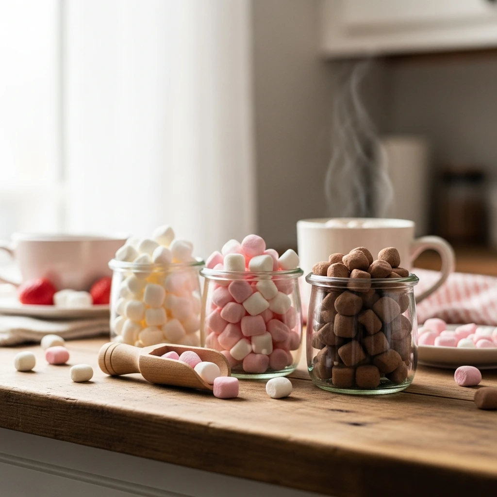 Mini Marshmallow Bar - 50 Simple, Budget-Friendly Valentine Coffee Bar Ideas for a Cozy Home