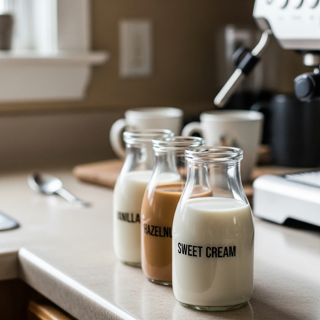 Flavored Creamer Lineup - 50 Simple, Budget-Friendly Valentine Coffee Bar Ideas for a Cozy Home