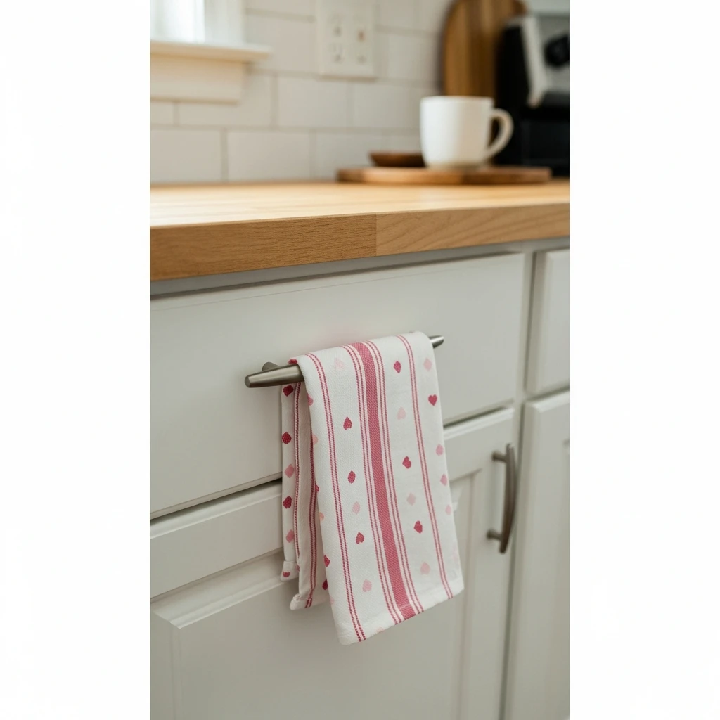 Valentine Dish Towel Swap - 50 Simple, Budget-Friendly Valentine Coffee Bar Ideas for a Cozy Home
