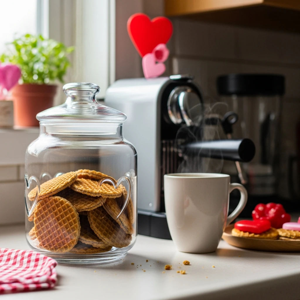 Heart Waffle Cookie Jar - 50 Simple, Budget-Friendly Valentine Coffee Bar Ideas for a Cozy Home