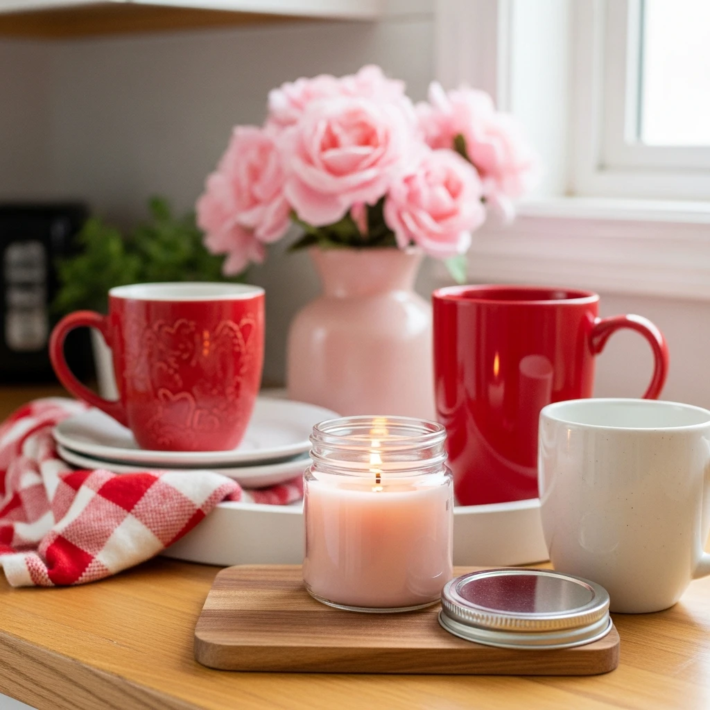 Heart Candle Ambiance - 50 Simple, Budget-Friendly Valentine Coffee Bar Ideas for a Cozy Home