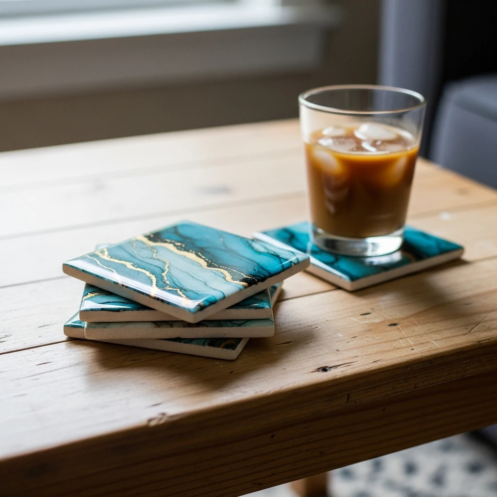Faux Marble Coasters - 50 Beautiful Valentine Crafts for Adults: Budget DIY Ideas