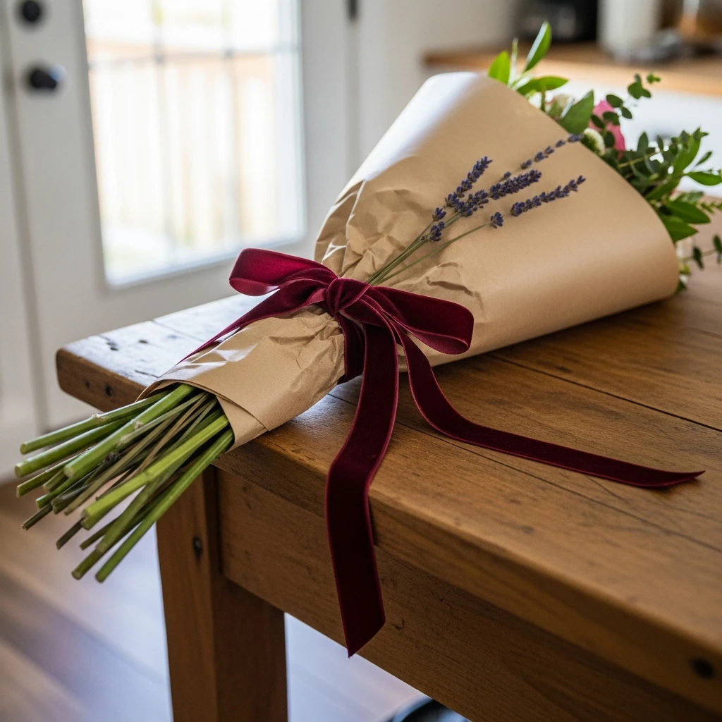 Dried Flower Bouquet Wrap - 50 Beautiful Valentine Crafts for Adults: Budget DIY Ideas