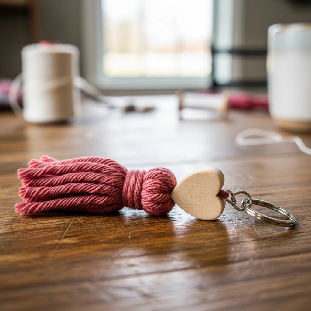 Heart Shaped Tassel Keychain - 50 Beautiful Valentine Crafts for Adults: Budget DIY Ideas