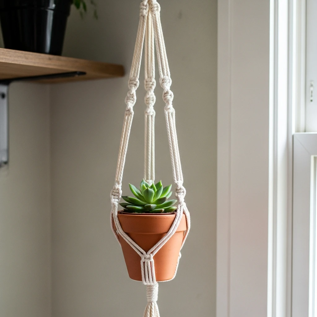 Simple Macrame Plant Hanger - 50 Beautiful Valentine Crafts for Adults: Budget DIY Ideas