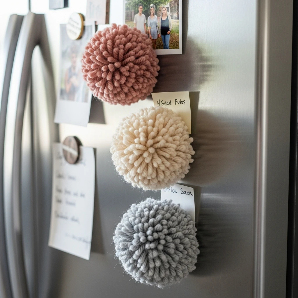 Cozy Pom-Pom Magnets - 50 Beautiful Valentine Crafts for Adults: Budget DIY Ideas