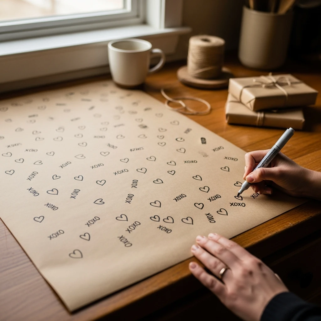 Hand-Drawn Gift Wrap - 50 Beautiful Valentine Crafts for Adults: Budget DIY Ideas