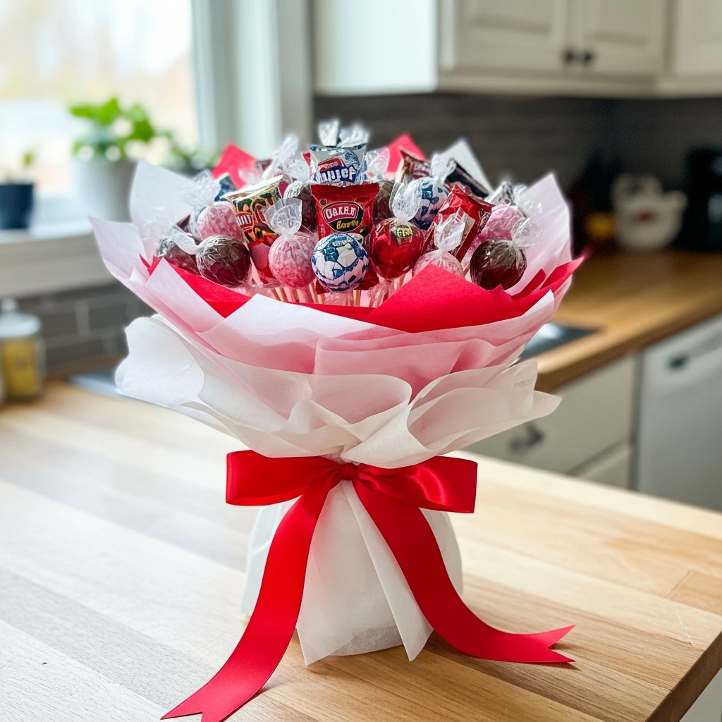 DIY Candy Bouquet - 50 Beautiful Valentine Crafts for Adults: Budget DIY Ideas