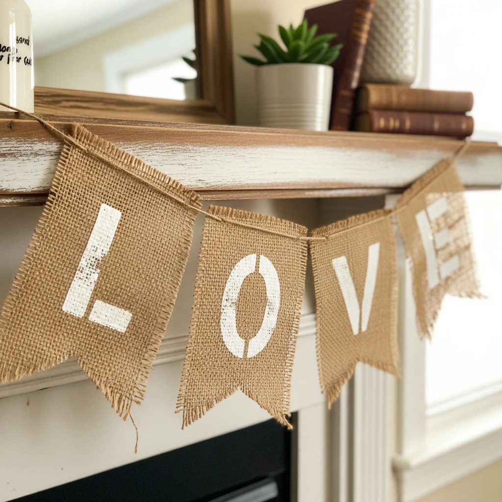 Rustic Burlap Banner - 50 Beautiful Valentine Crafts for Adults: Budget DIY Ideas