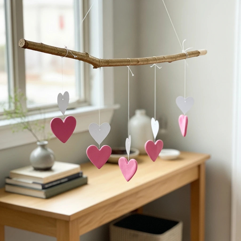 Hanging Branch Display - 50 Beautiful Valentine Crafts for Adults: Budget DIY Ideas