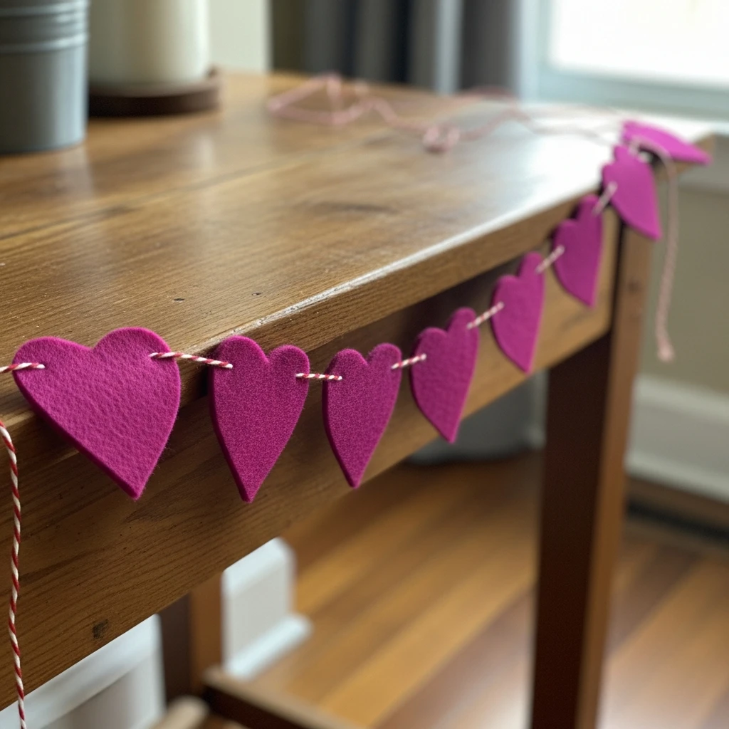 Simple Felt Garland - 50 Beautiful Valentine Crafts for Adults: Budget DIY Ideas
