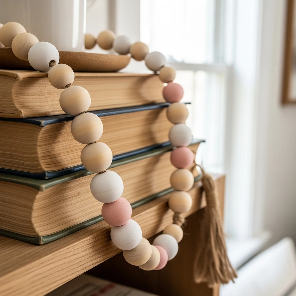 Painted Wood Bead Garland - 50 Beautiful Valentine Crafts for Adults: Budget DIY Ideas