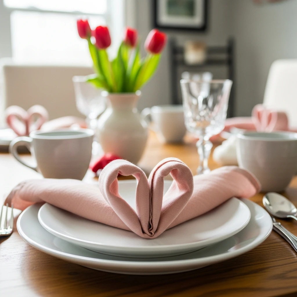 Charming Heart Napkins - 50 Budget-Friendly & Beautiful Valentines Day Decorations for a Cozy Home