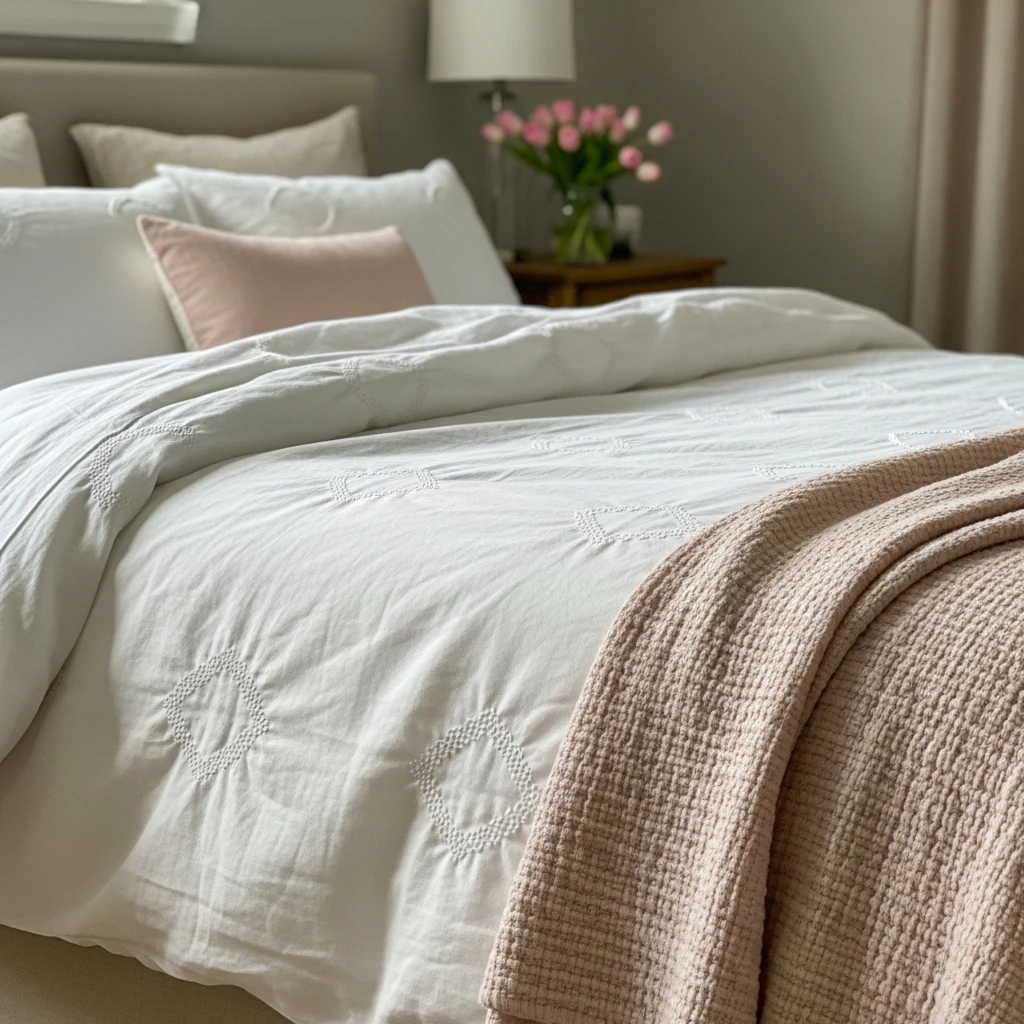 Subtle Heart Bedding - 50 Budget-Friendly & Beautiful Valentines Day Decorations for a Cozy Home