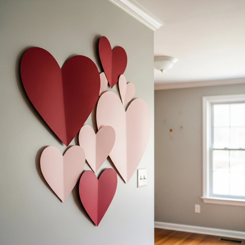 Oversized Paper Hearts - 50 Budget-Friendly & Beautiful Valentines Day Decorations for a Cozy Home