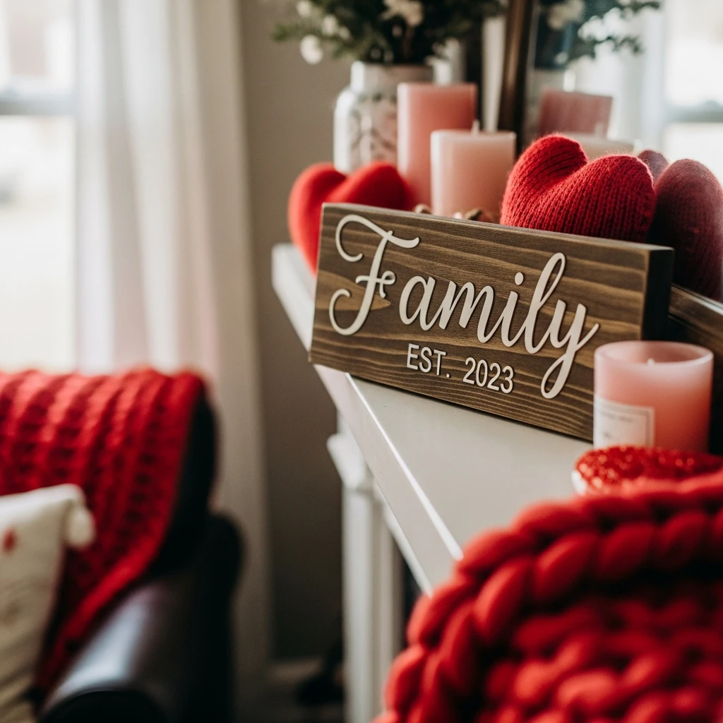 Custom Name Accents - 50 Budget-Friendly & Beautiful Valentines Day Decorations for a Cozy Home