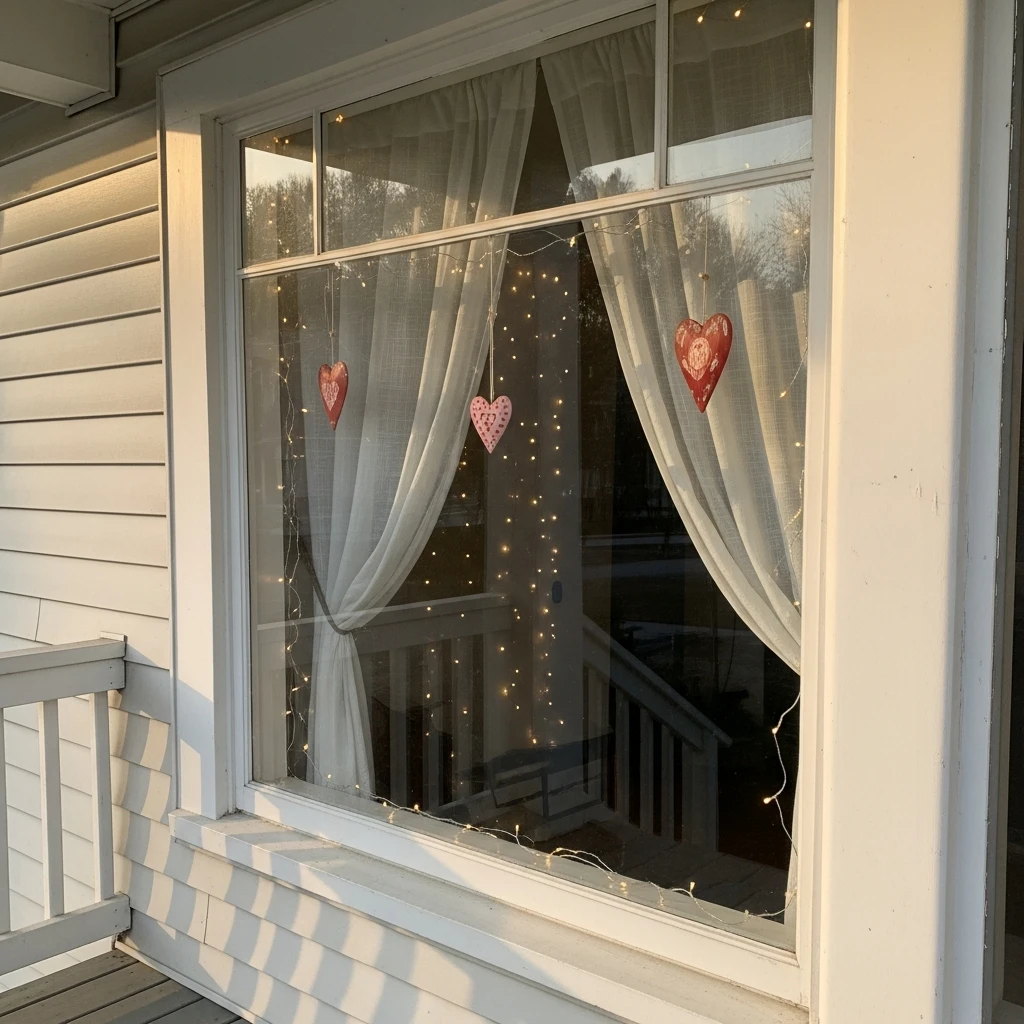Soft Window Glow - 50 Budget-Friendly & Beautiful Valentines Day Decorations for a Cozy Home