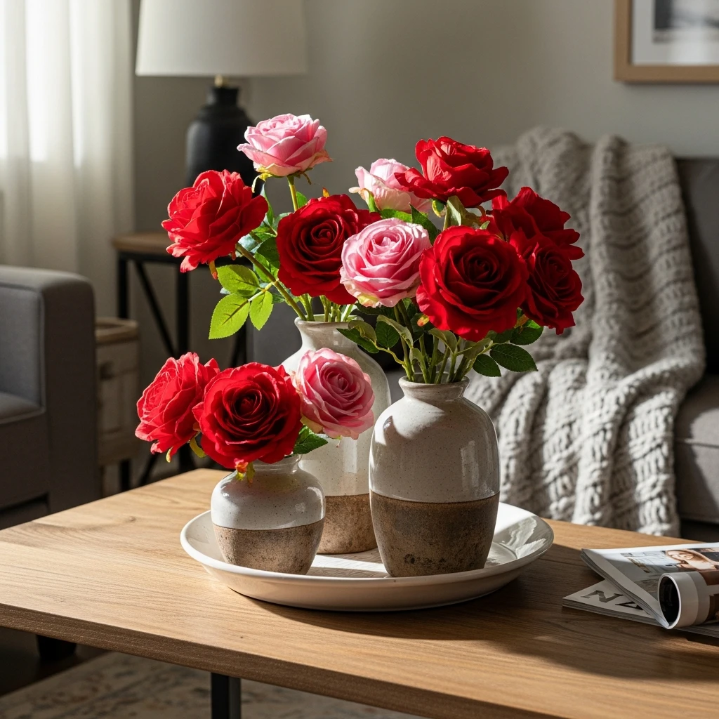 Beautiful Faux Roses - 50 Budget-Friendly & Beautiful Valentines Day Decorations for a Cozy Home