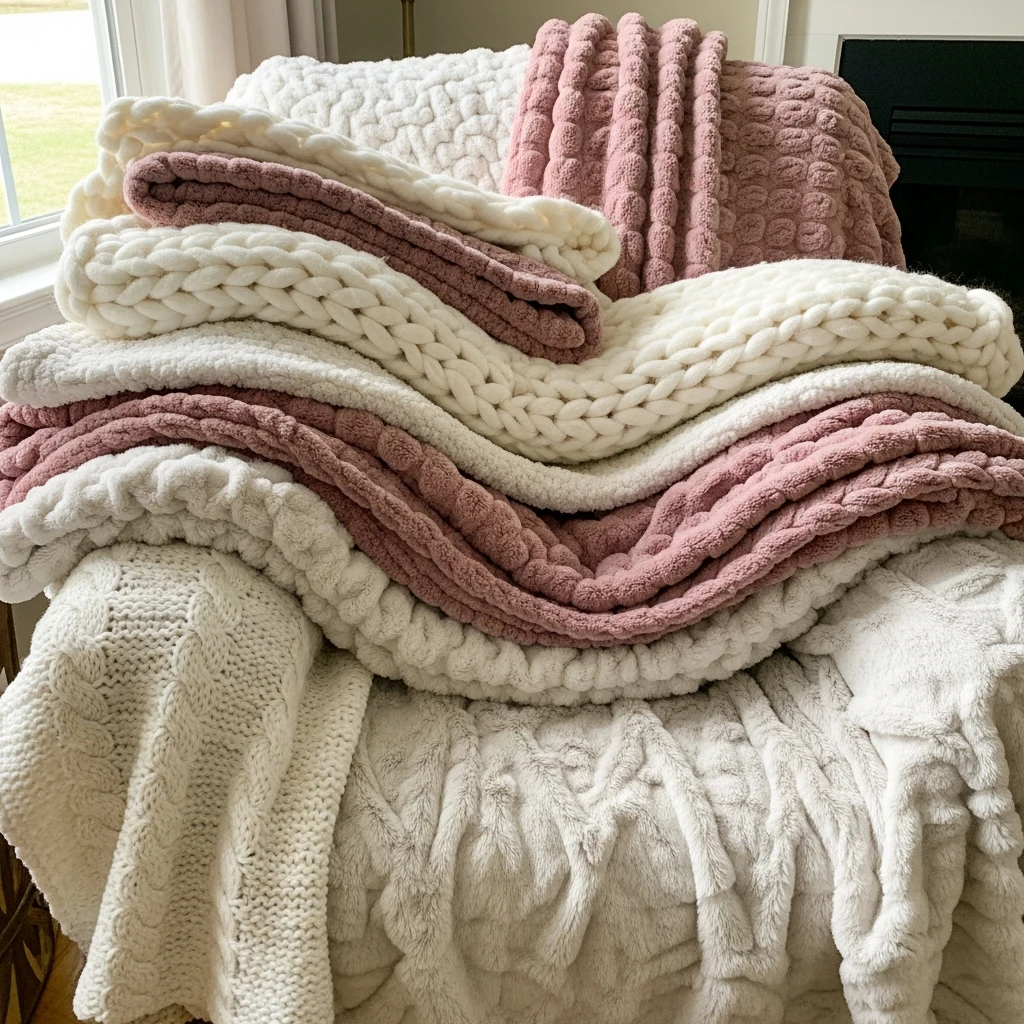 Cozy Layered Throw Blankets - 50 Budget-Friendly & Beautiful Valentines Day Decorations for a Cozy Home