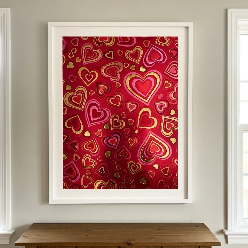 Budget Wrapping Paper Art - 50 Simple & Cozy Valentines Day Wall Decor Ideas for a Beautiful Home