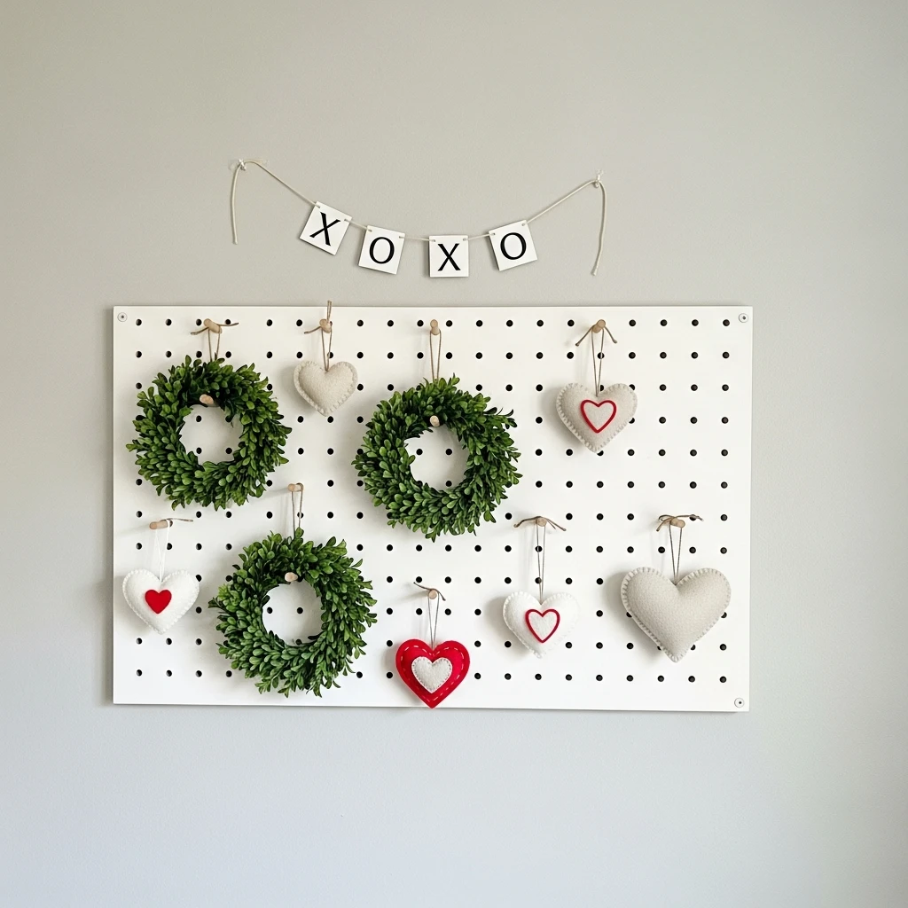 Simple Pegboard Display - 50 Simple & Cozy Valentines Day Wall Decor Ideas for a Beautiful Home