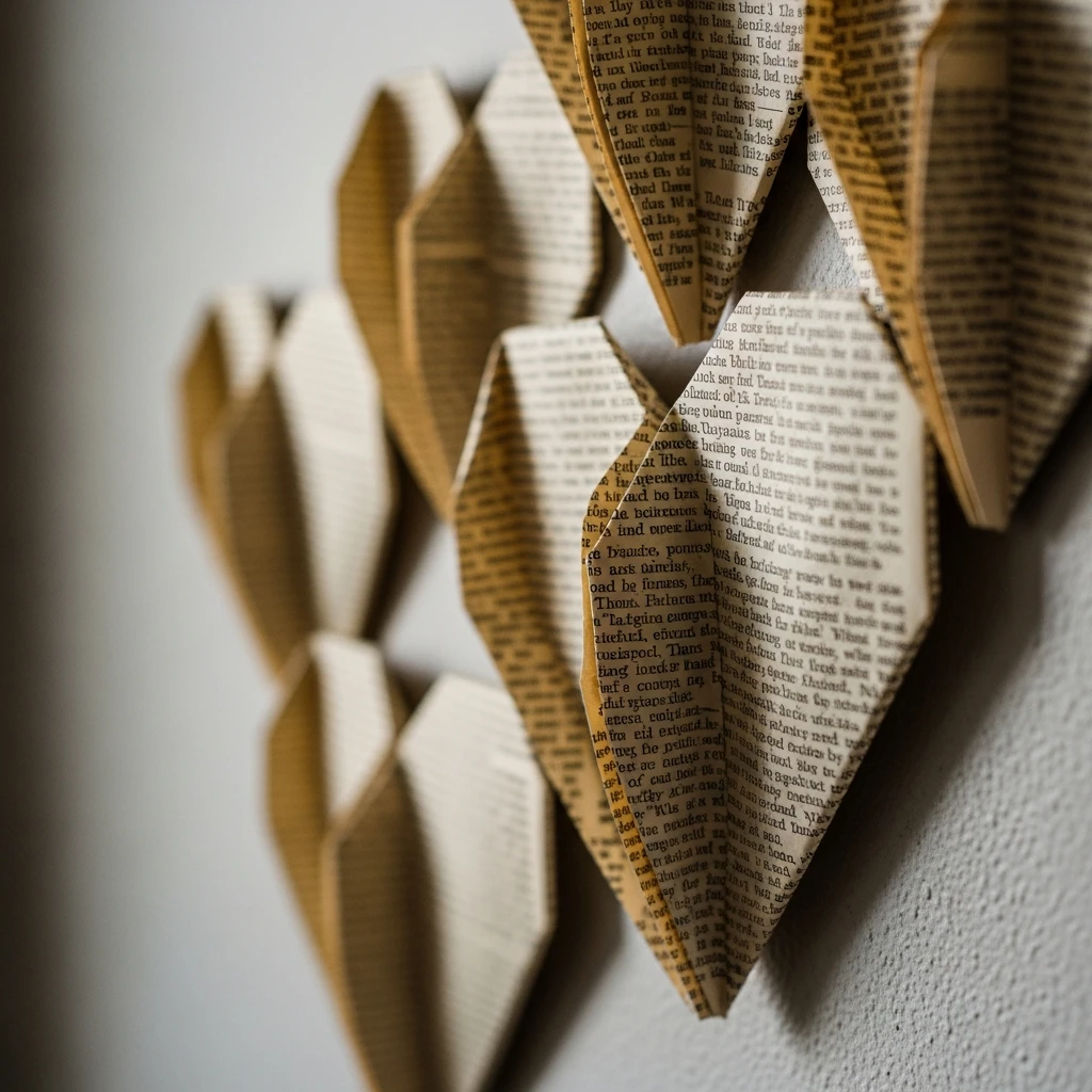 Cottage Book Page Hearts - 50 Simple & Cozy Valentines Day Wall Decor Ideas for a Beautiful Home