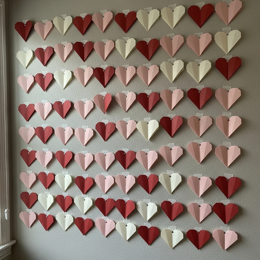 Simple Paper Heart Grid - 50 Simple & Cozy Valentines Day Wall Decor Ideas for a Beautiful Home