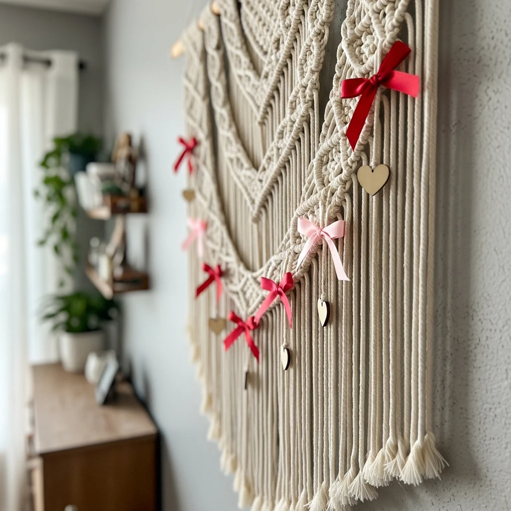 Textured Macramé Update - 50 Simple & Cozy Valentines Day Wall Decor Ideas for a Beautiful Home