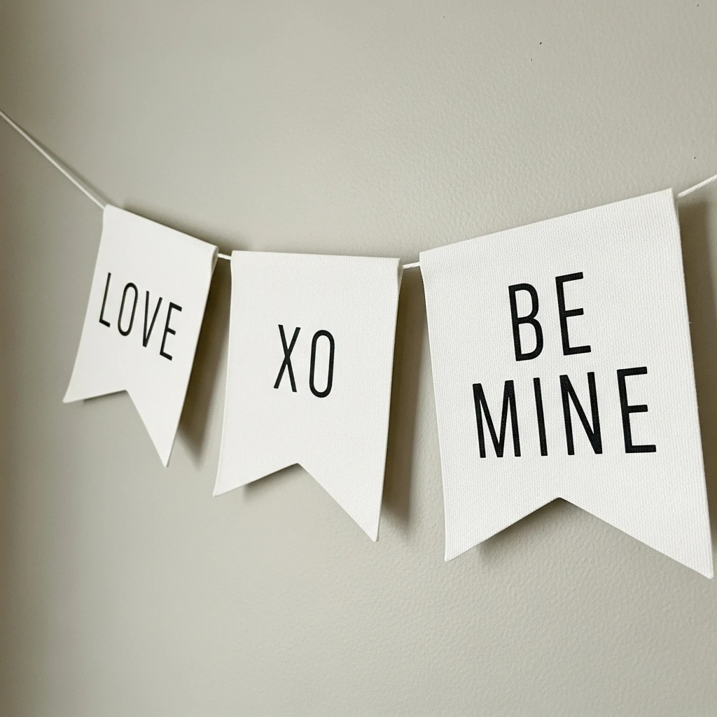 Clean Pennant Flag Banner - 50 Simple & Cozy Valentines Day Wall Decor Ideas for a Beautiful Home