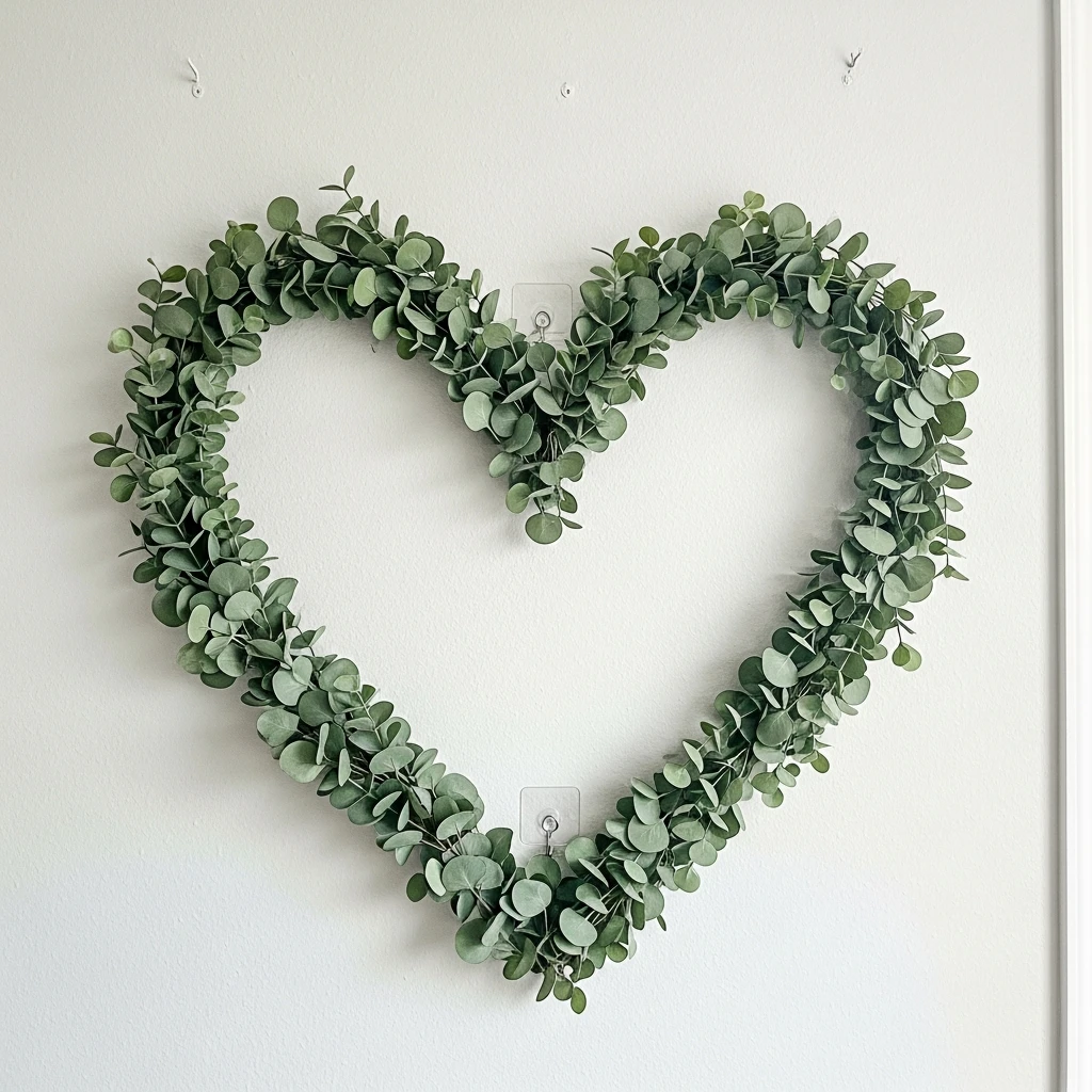 Eucalyptus Heart Outline - 50 Simple & Cozy Valentines Day Wall Decor Ideas for a Beautiful Home
