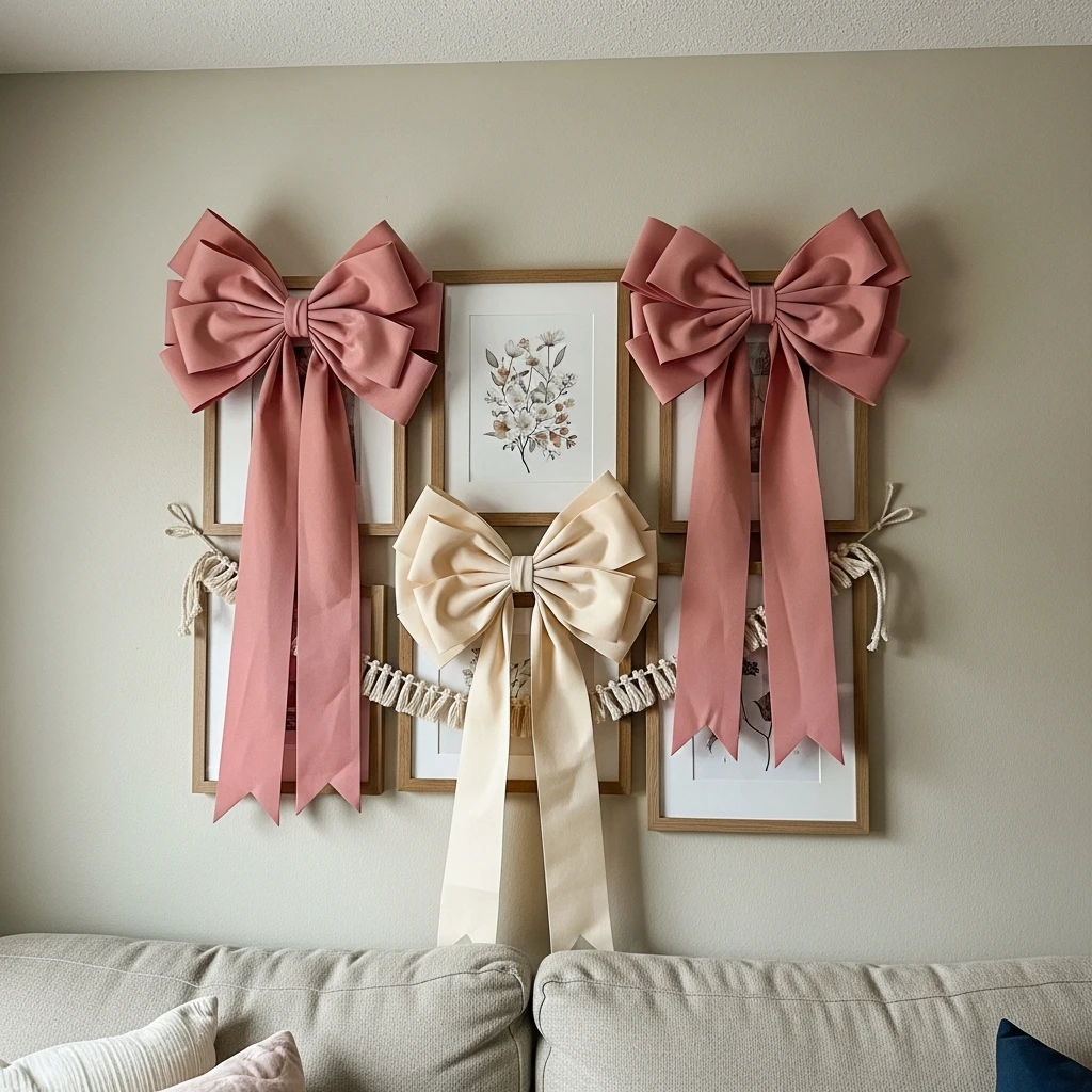 Trendy Oversized Bows - 50 Simple & Cozy Valentines Day Wall Decor Ideas for a Beautiful Home