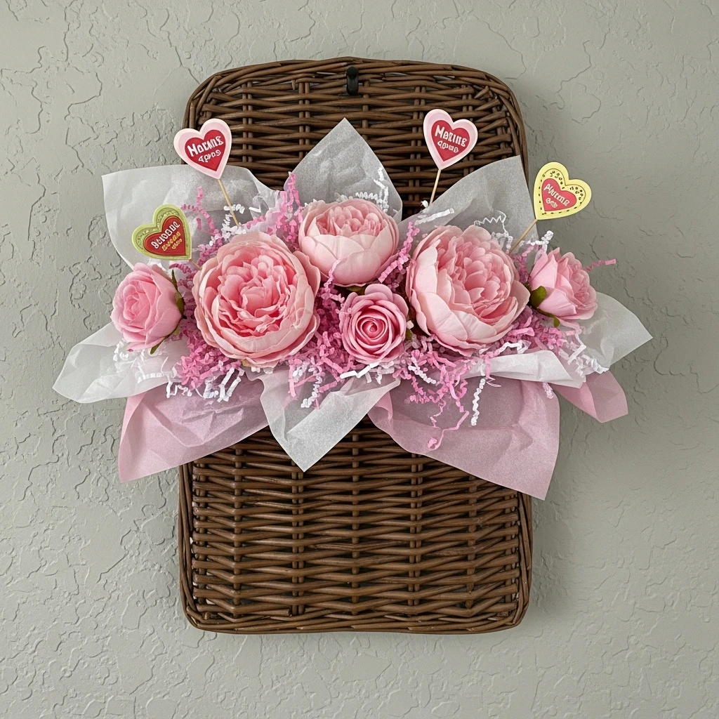 Cozy Wall Basket Display - 50 Simple & Cozy Valentines Day Wall Decor Ideas for a Beautiful Home