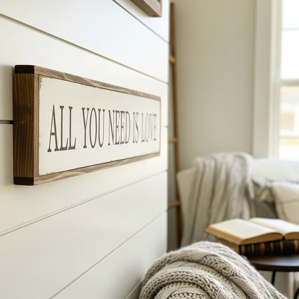 Simple Rustic Love Sign - 50 Simple & Cozy Valentines Day Wall Decor Ideas for a Beautiful Home