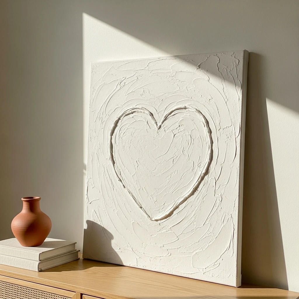 Modern Organic Plaster Art - 50 Simple & Cozy Valentines Day Wall Decor Ideas for a Beautiful Home