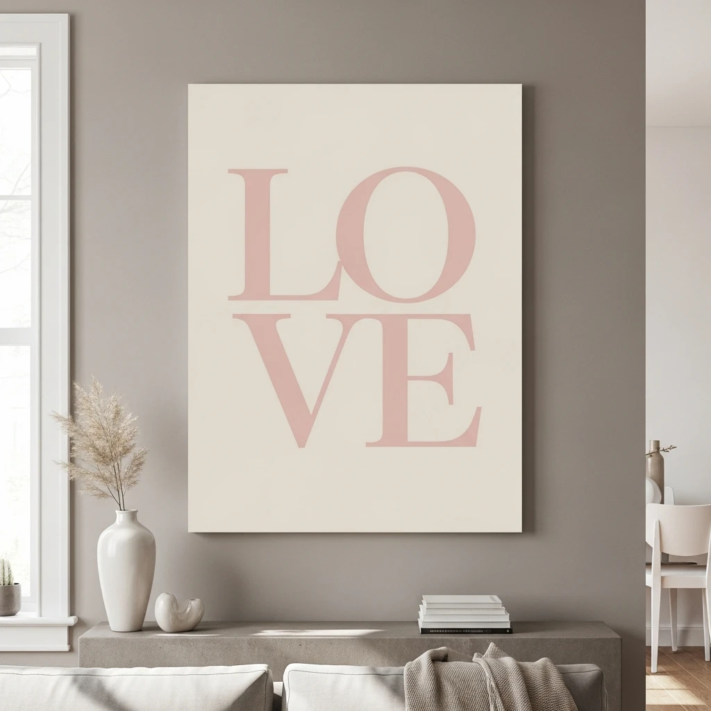 Large Neutral “LOVE” Art - 50 Simple & Cozy Valentines Day Wall Decor Ideas for a Beautiful Home
