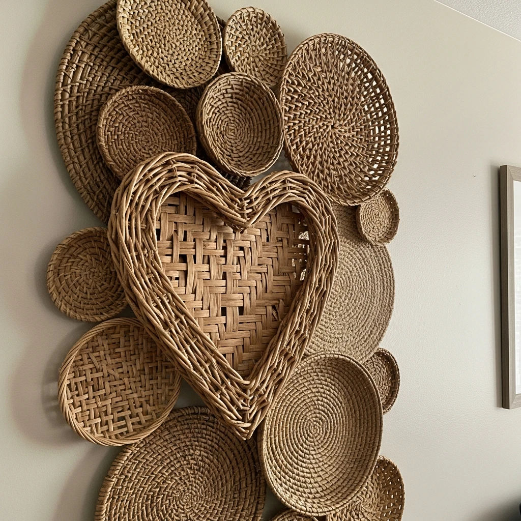Layered Heart Basket Wall - 50 Simple & Cozy Valentines Day Wall Decor Ideas for a Beautiful Home