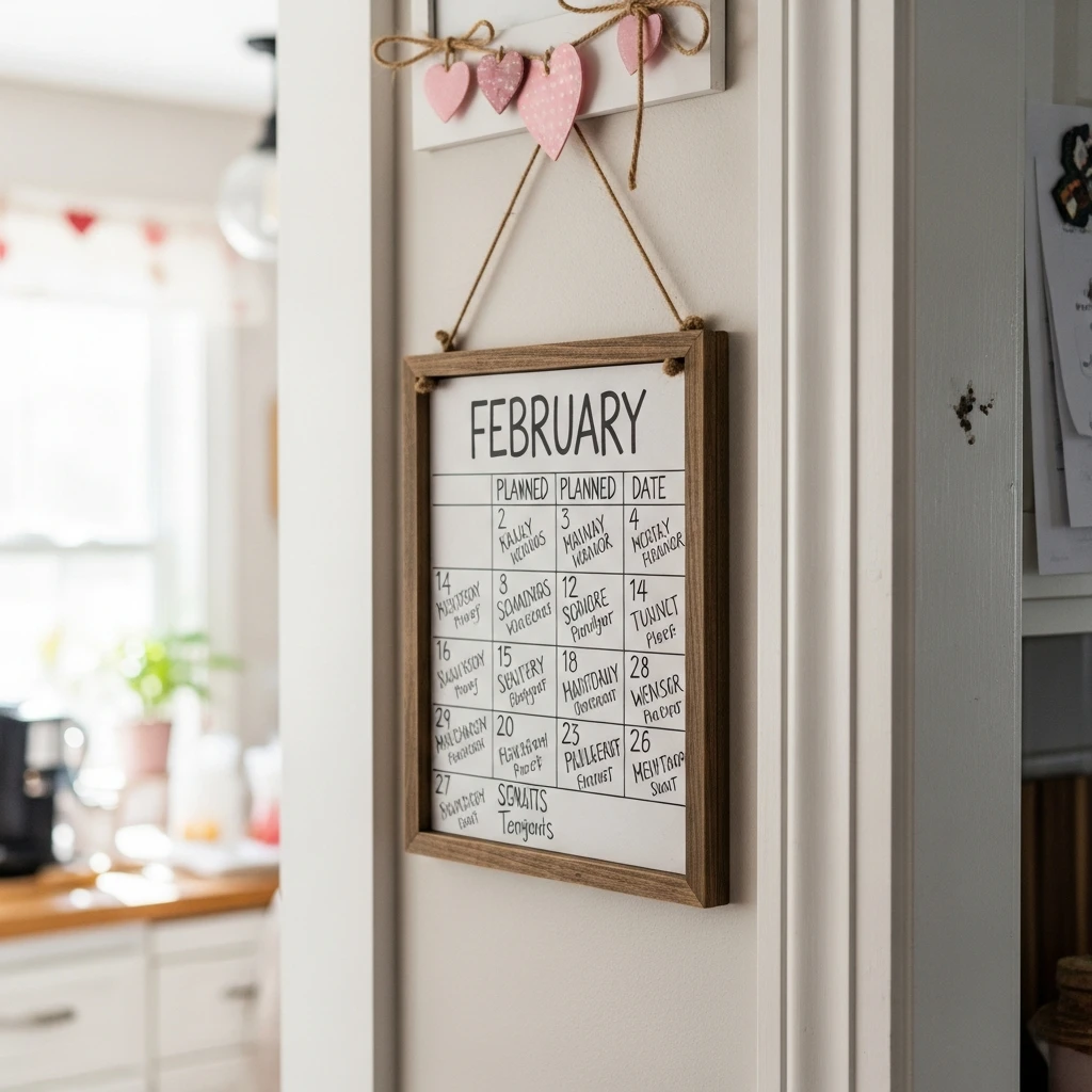 Functional Date Wall - 50 Simple & Cozy Valentines Day Wall Decor Ideas for a Beautiful Home