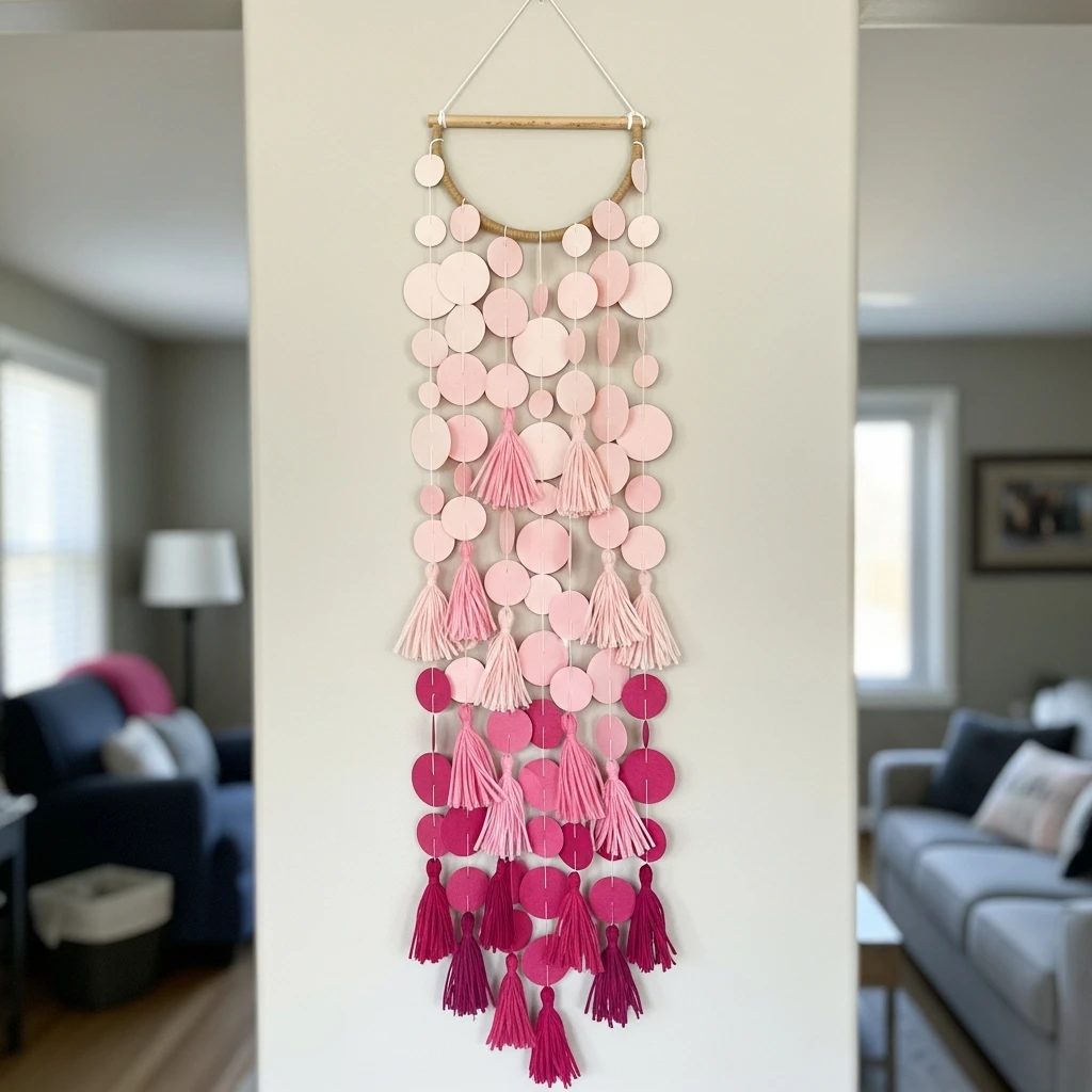 Soft Ombre Wall Garland - 50 Simple & Cozy Valentines Day Wall Decor Ideas for a Beautiful Home