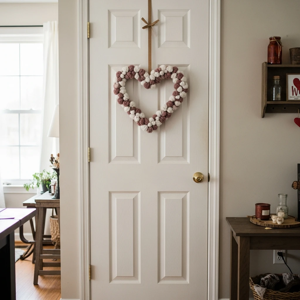 Fresh Indoor Heart Wreath - 50 Simple & Cozy Valentines Day Wall Decor Ideas for a Beautiful Home