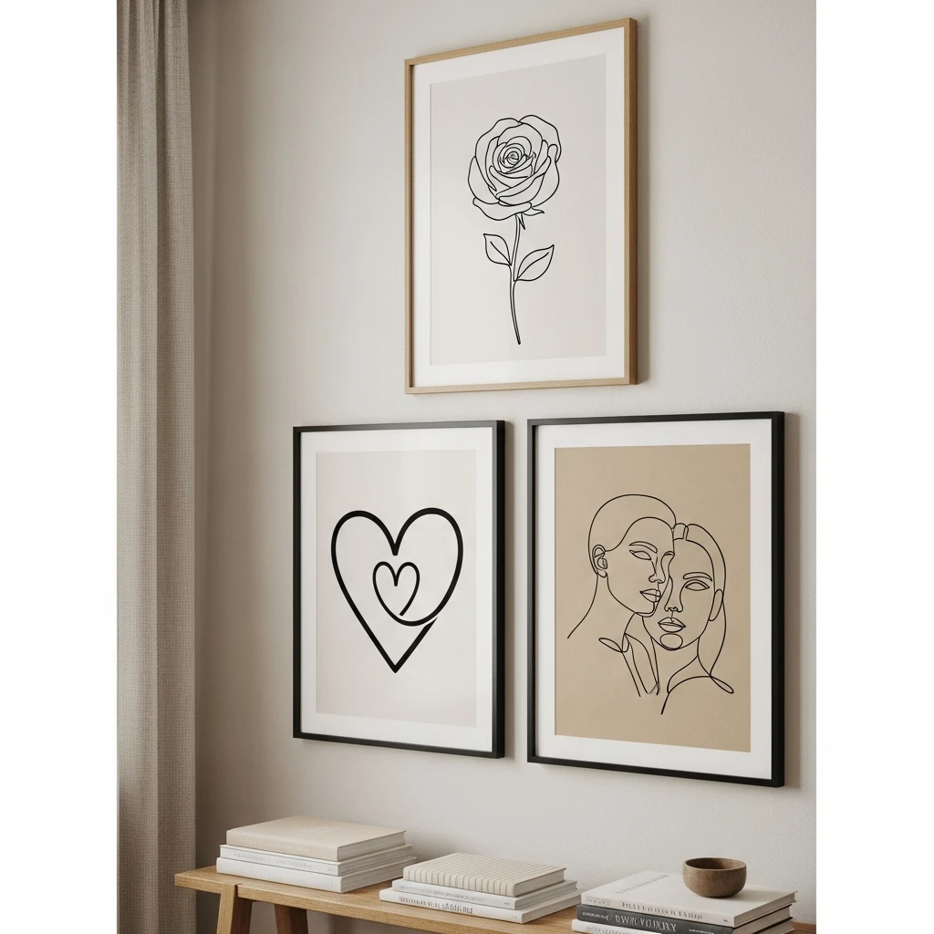 Trendy Line-Art Prints - 50 Simple & Cozy Valentines Day Wall Decor Ideas for a Beautiful Home
