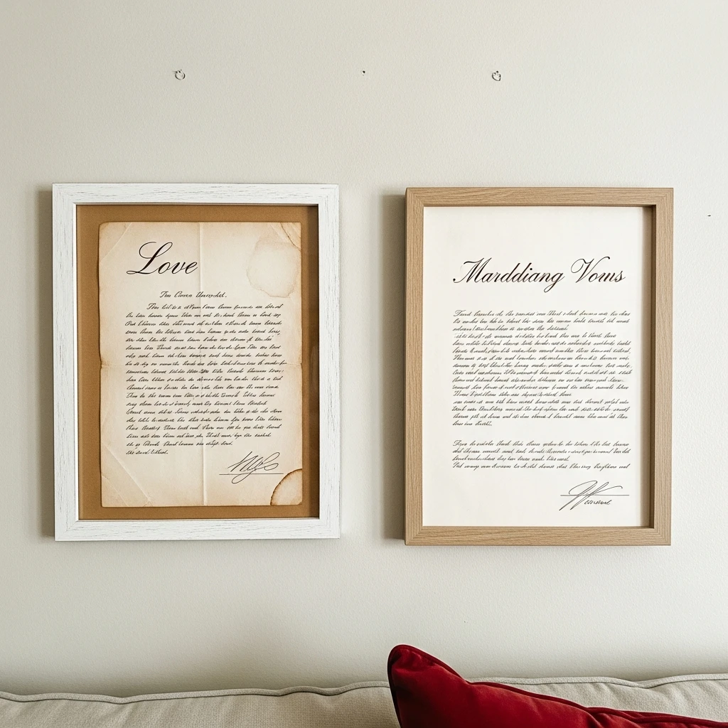 Framed Handwritten Letters - 50 Simple & Cozy Valentines Day Wall Decor Ideas for a Beautiful Home