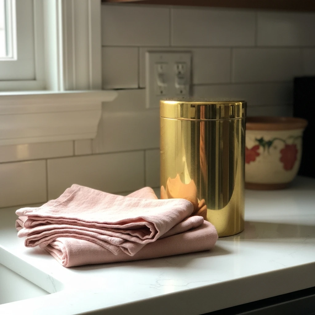 Pink and Brass Accents - 50 Beautiful & Budget-Friendly Valentine's Kitchen Decor Ideas