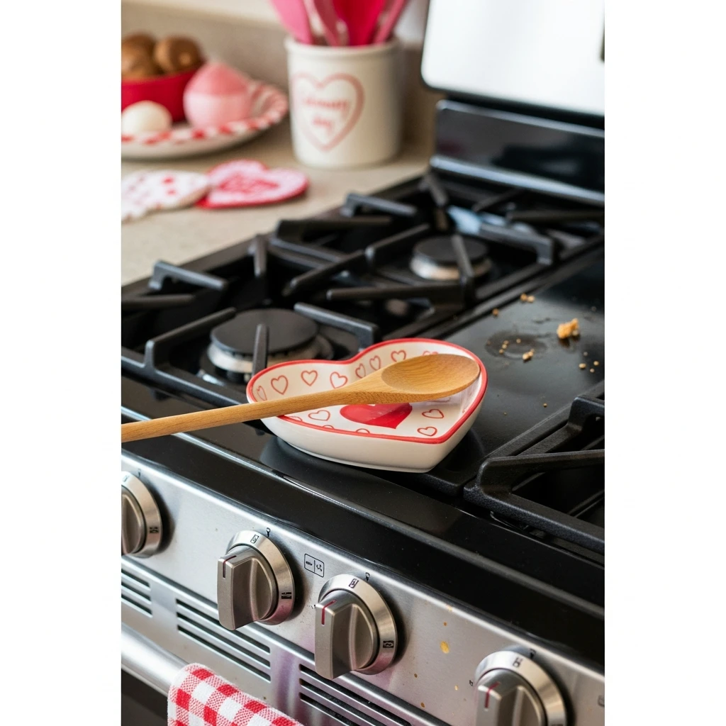 Heart Spoon Rest - 50 Beautiful & Budget-Friendly Valentine's Kitchen Decor Ideas
