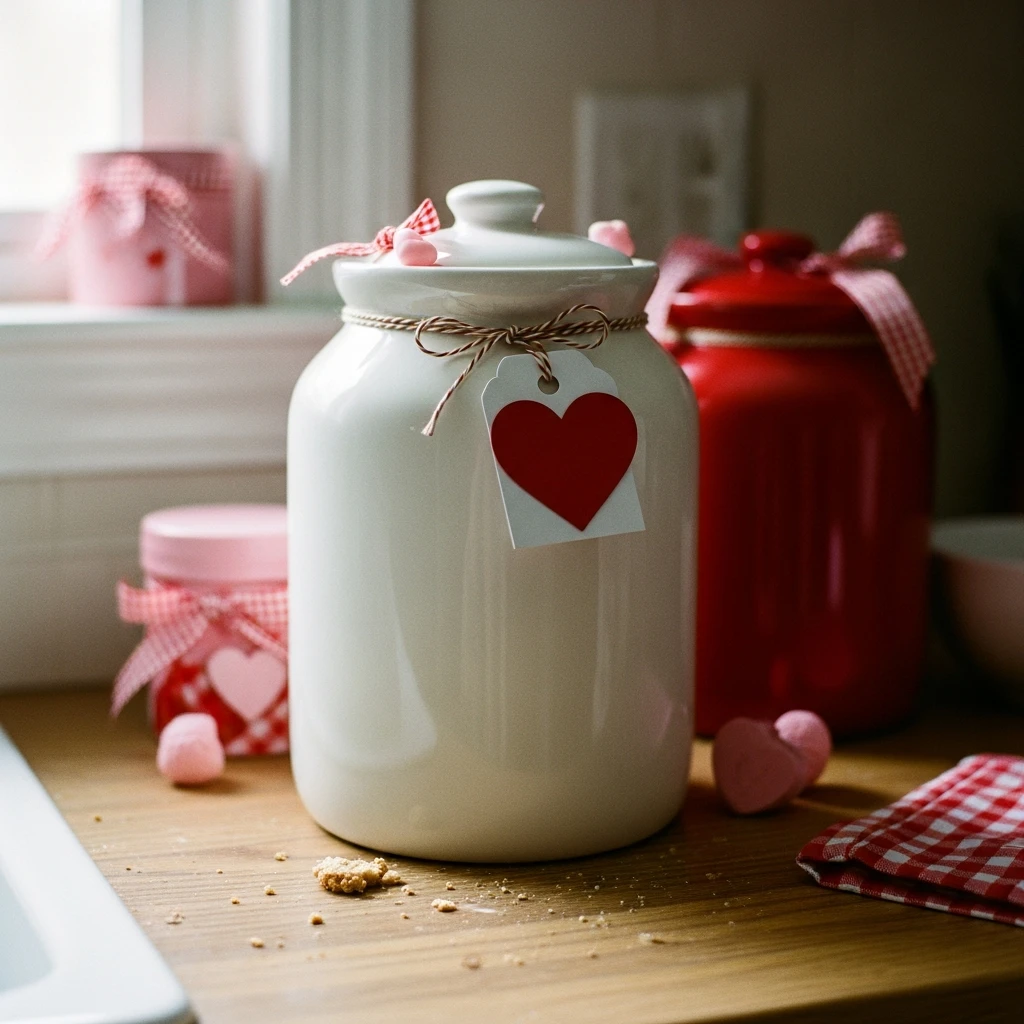 Seasonal Cookie Jar - 50 Beautiful & Budget-Friendly Valentine's Kitchen Decor Ideas