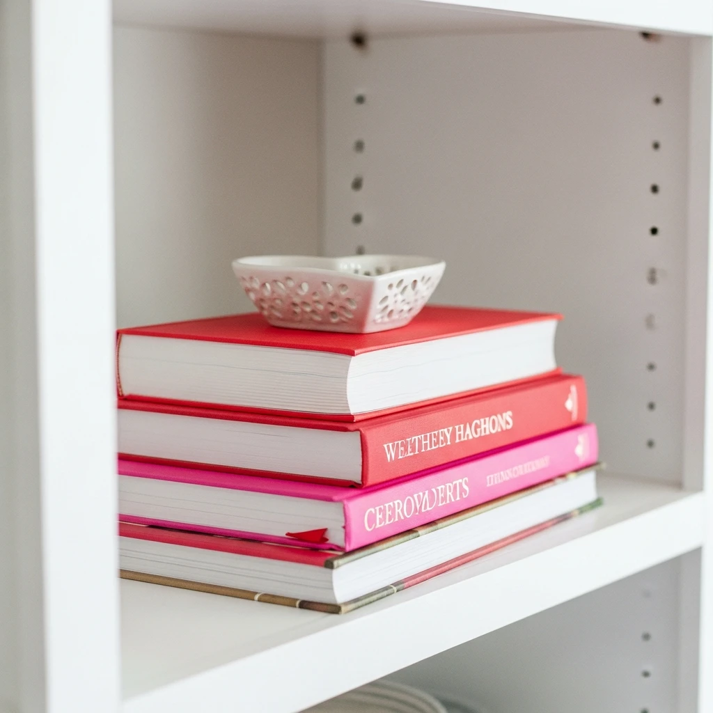 Books on Open Shelves - 50 Beautiful & Budget-Friendly Valentine's Kitchen Decor Ideas