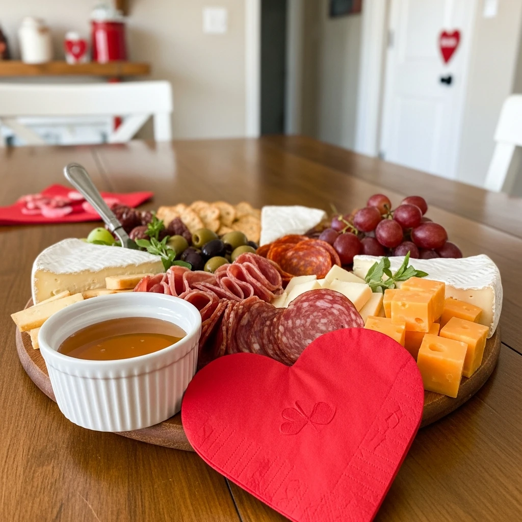 Ready Charcuterie Board - 50 Beautiful & Budget-Friendly Valentine's Kitchen Decor Ideas