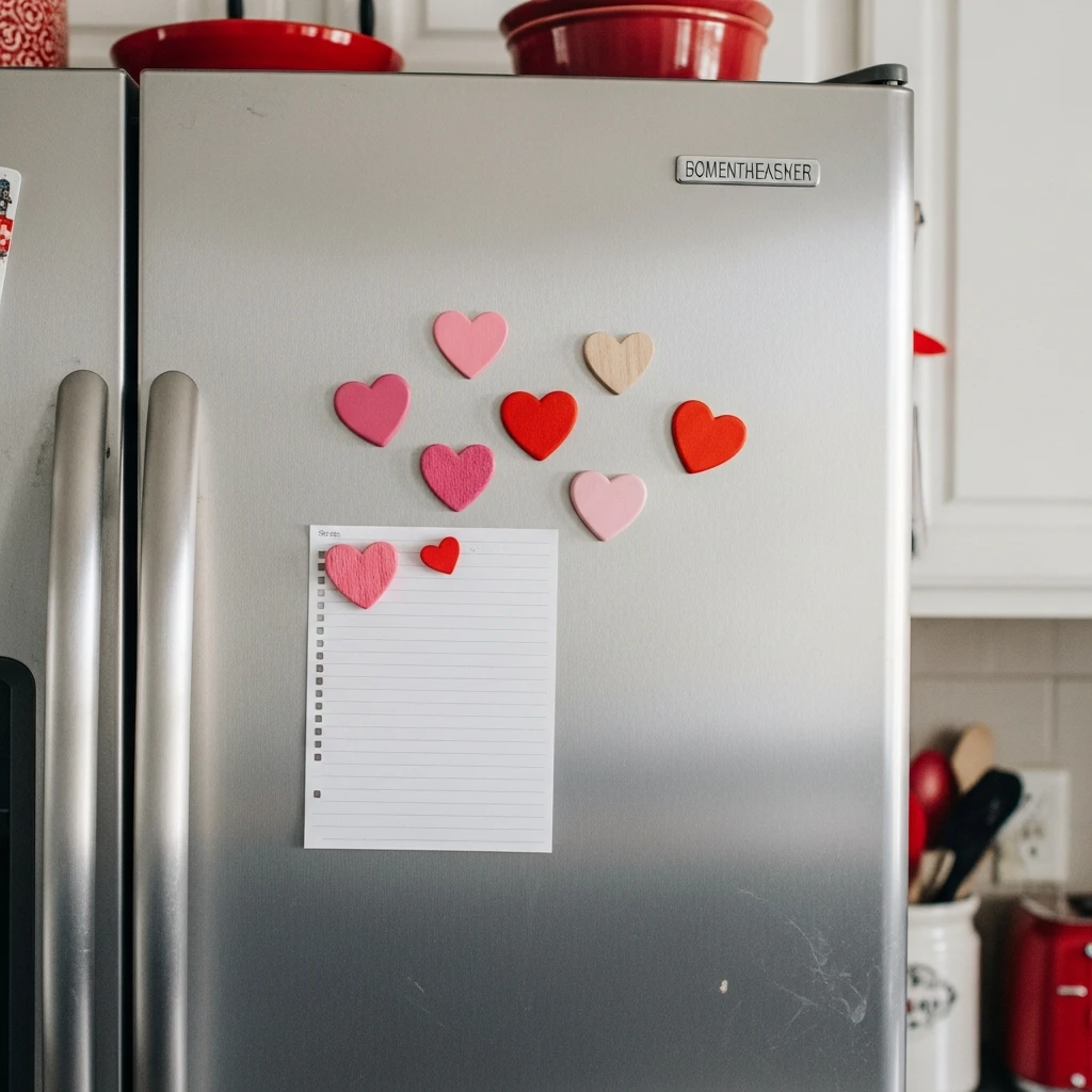 Curated Magnet Board - 50 Beautiful & Budget-Friendly Valentine's Kitchen Decor Ideas