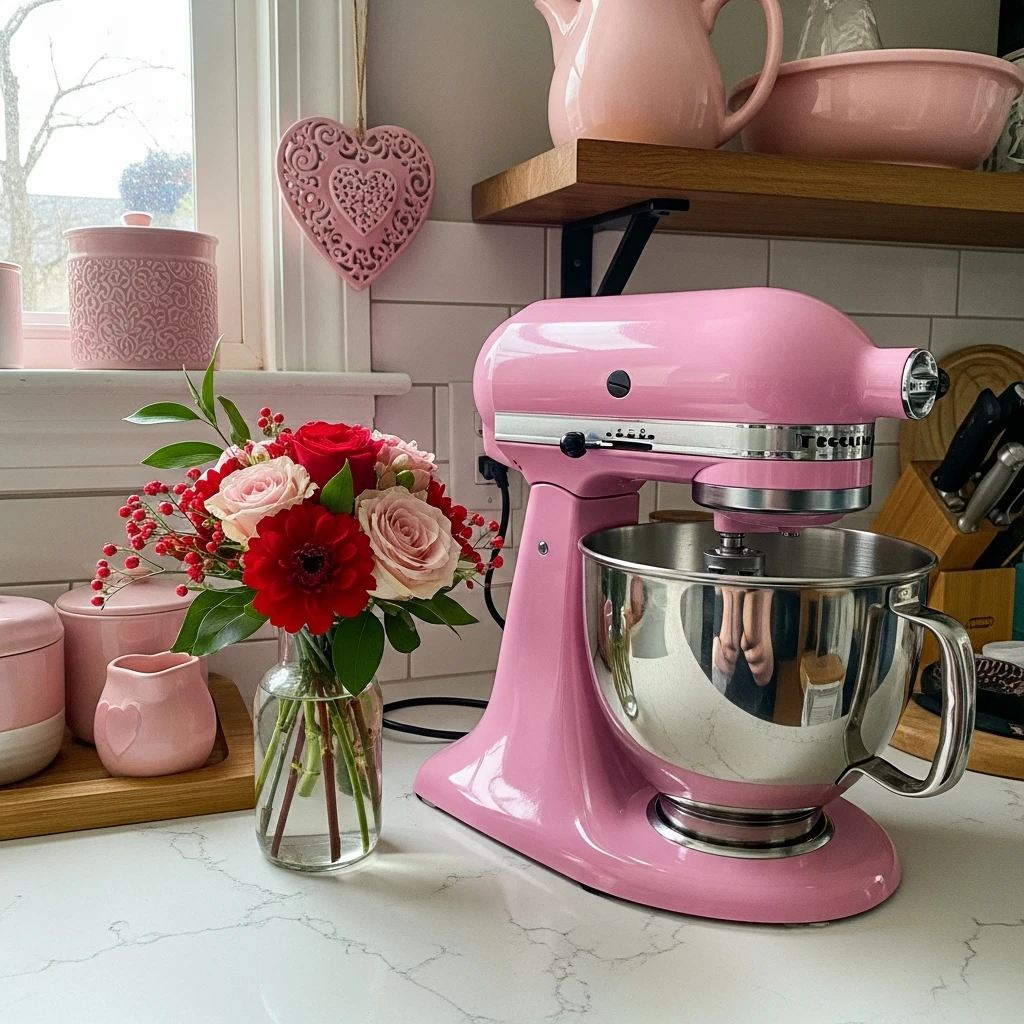 Mixer Display Moment - 50 Beautiful & Budget-Friendly Valentine's Kitchen Decor Ideas
