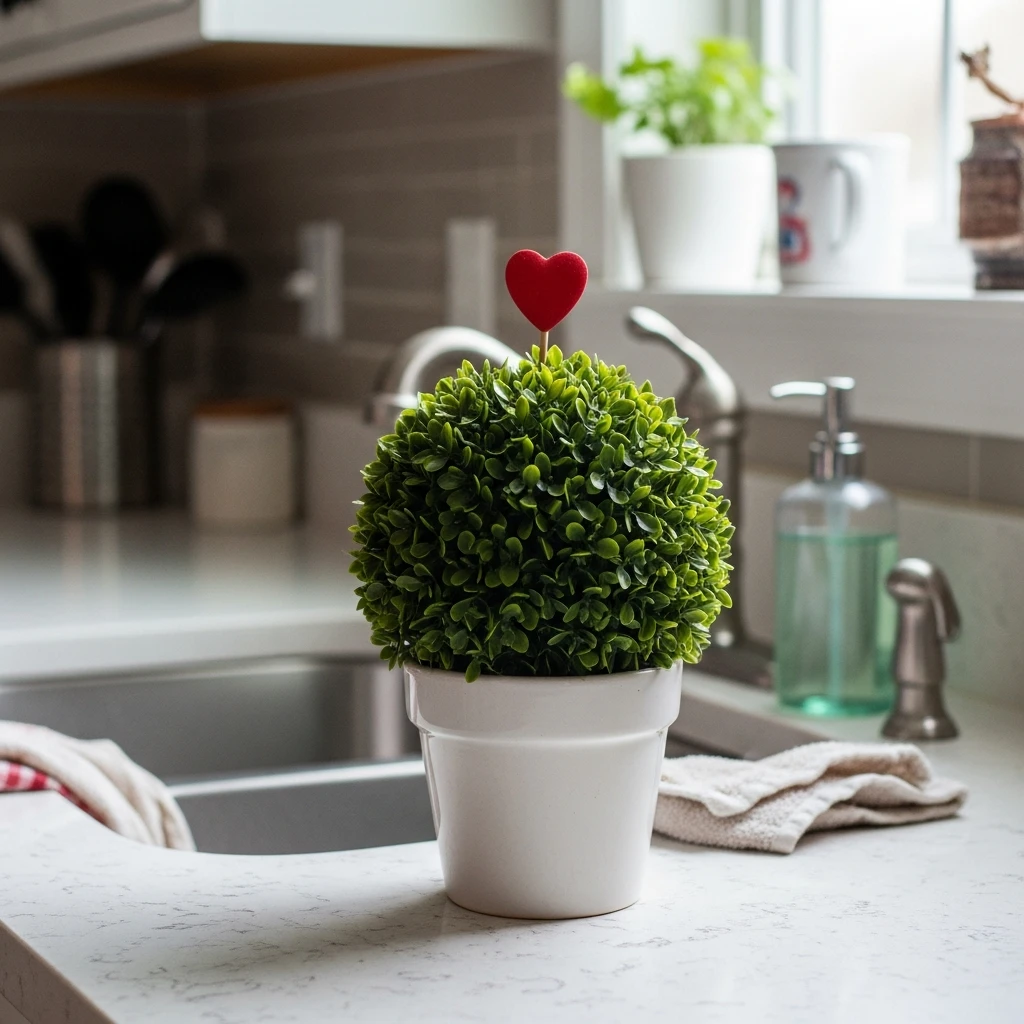 Countertop Topiary - 50 Beautiful & Budget-Friendly Valentine's Kitchen Decor Ideas